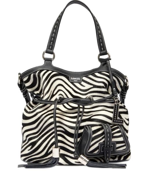 Lancel Black Premier Flirt Beuteltasche Mit Zebra-Print