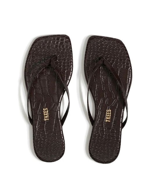 TKEES White Lily Square Croc Effect Flip-Flops