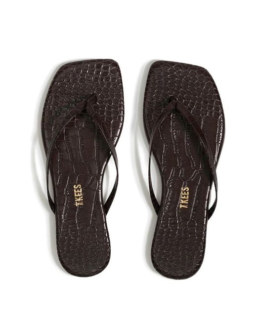 TKEES White Lily Square Croc Effect Flip-Flops