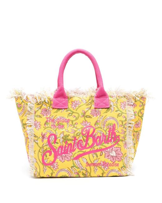 Mc2 Saint Barth Pink Vanity Floral-print Beach Bag