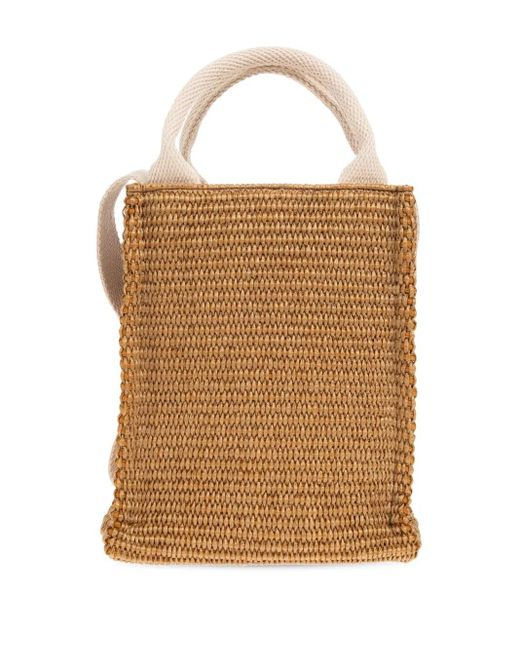 Marni White Woven Raffia Tote Bag