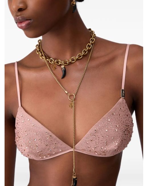Liu Jo Natural Tulle Top With Jewel Embroidery