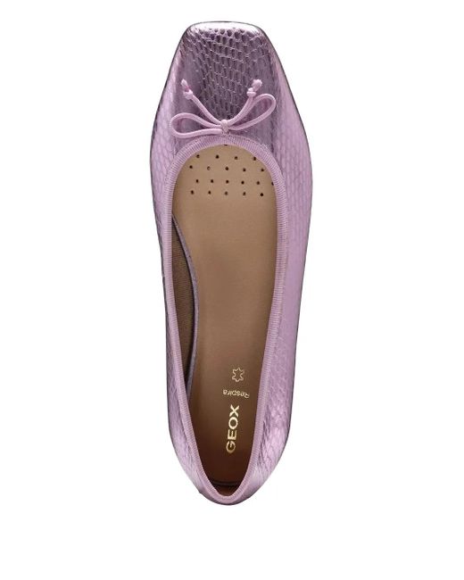 Geox Brown Metallic-Effect Snakeskin-Embossed Leather Ballet Flats
