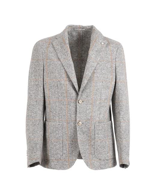 L.b.m. 1911 Gray Checked Single-Breasted Blazer for men