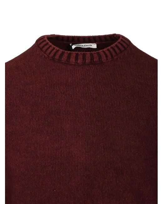 Al Duca D'aosta Red Ribbed-Trim Crew-Neck Sweater for men
