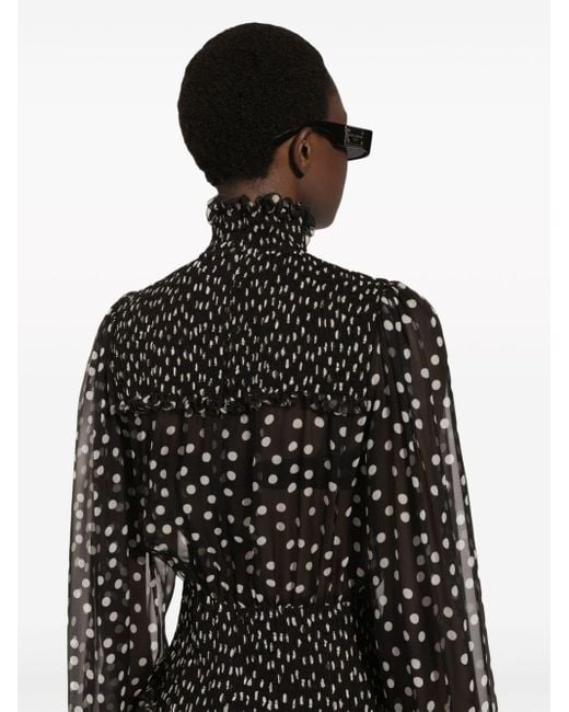 Dolce & Gabbana Black Seidenkleid mit Polka Dots