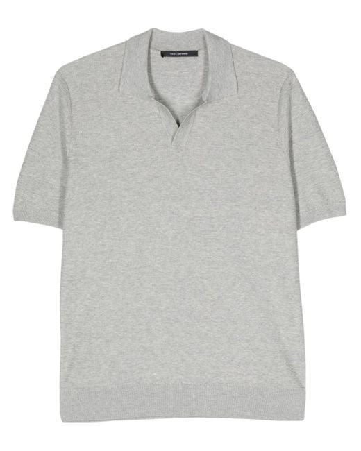 Tagliatore Gray Textured Polo Shirt for men