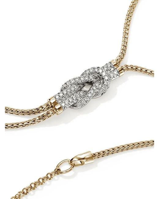 John Hardy White 14K Love Knot Y Diamond Necklace