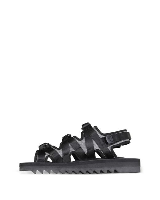 Suicoke Black Touch-Strap Flat Sandals