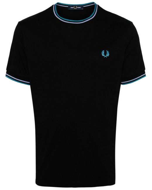 Fred Perry Black Embroidered-logo Cotton T-shirt for men
