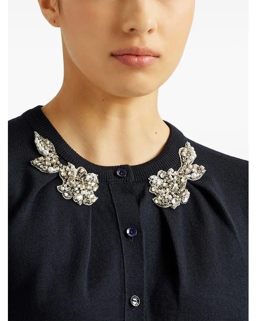 Erdem Blue Draped-Detail Cardigan