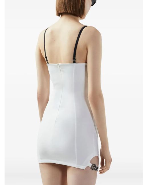 Gcds White Logo-Plaque Mini Dress