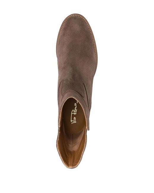 Via Roma 15 Brown Slip-On Ankle Boots