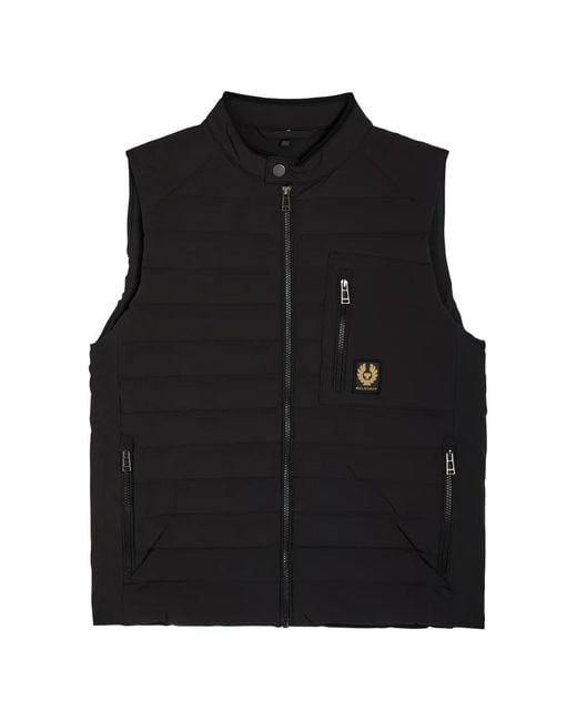 Belstaff Black Zip Quilted Gilet for men