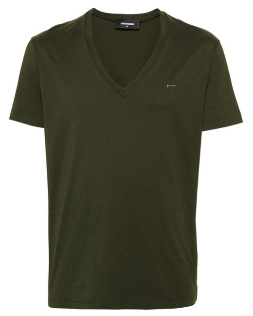DSquared² Green Logo-plaque Cotton T-shirt for men