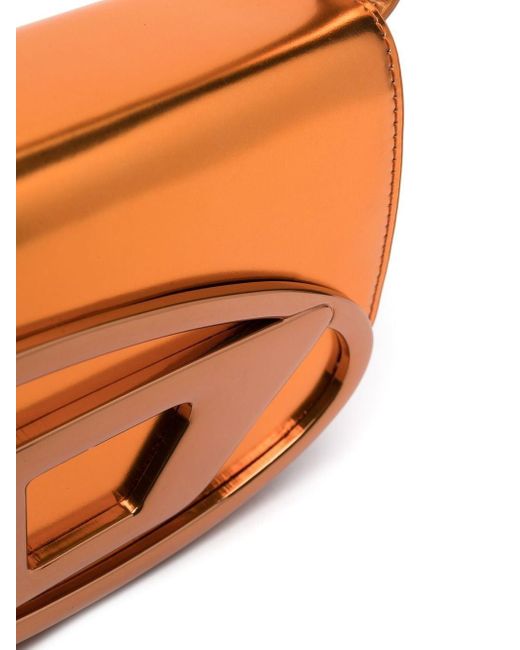 DIESEL 1dr - Iconic Shoulder Bag In Mirrored Leather - Shoulder Bags - Woman - Orange