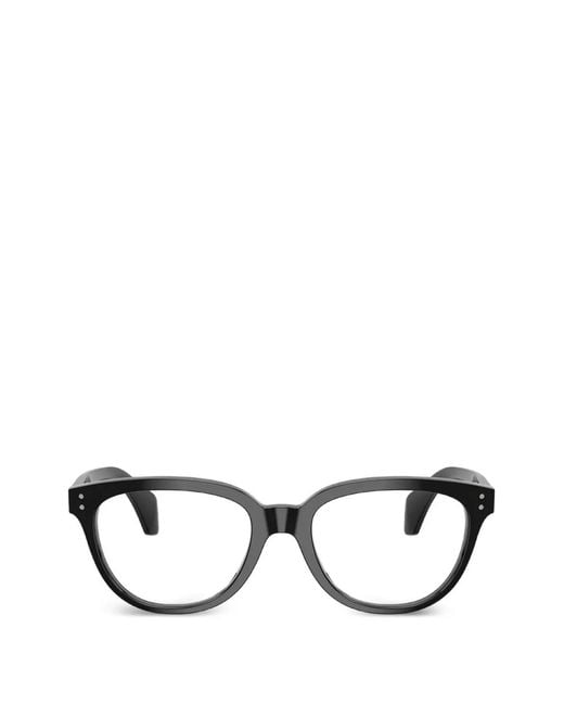 Moncler Black Oval-Frame Glasses