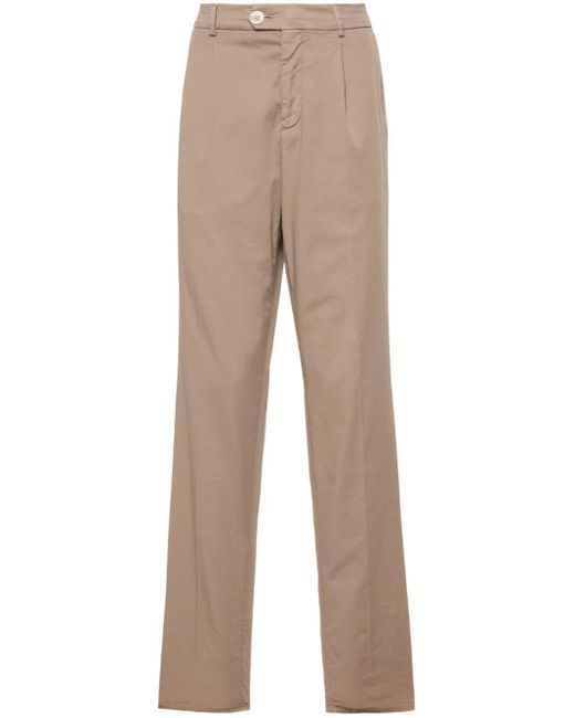 Brunello Cucinelli Natural Cotton Twill Tapered Trousers for men