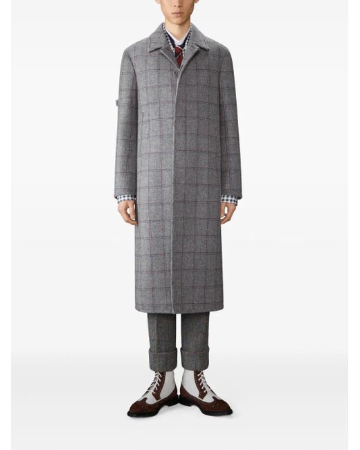 Thom Browne Gray Browne 65 Armband Check Coat for men