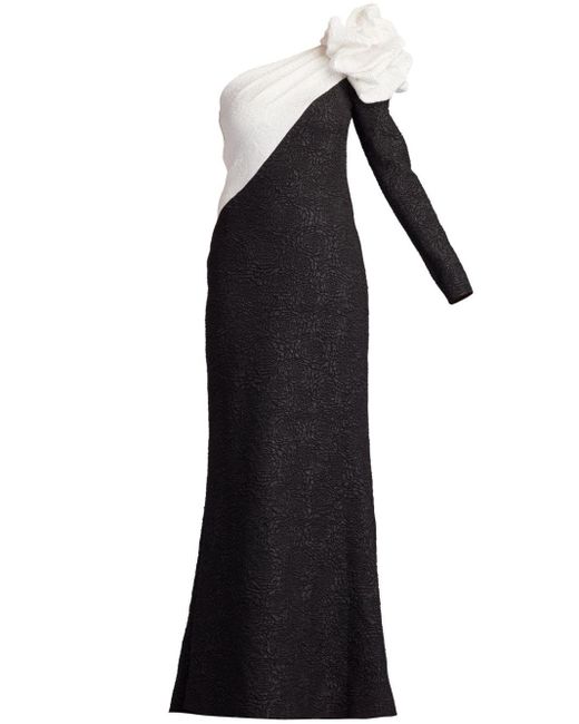 Tadashi Shoji Black Markey One-shoulder Gown