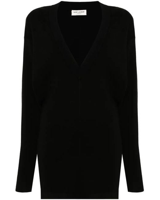 Saint Laurent Vネックセータードレス(ウール) Black