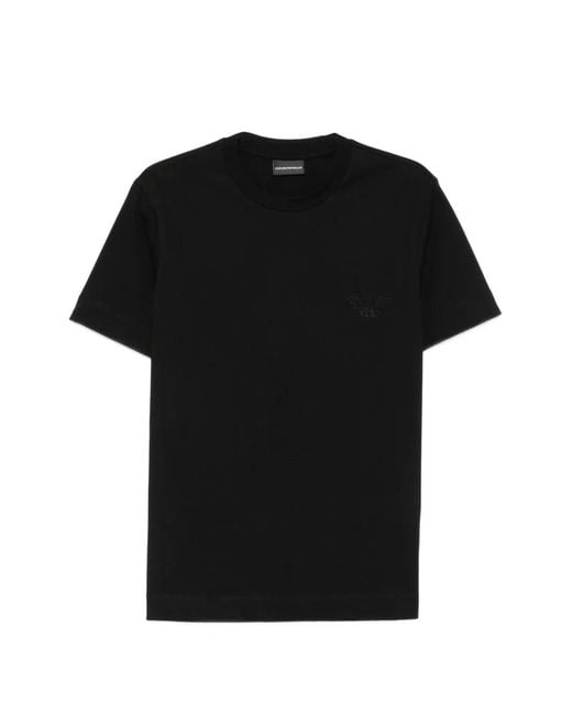Emporio Armani Black Logo-Embroidered T-Shirt for men