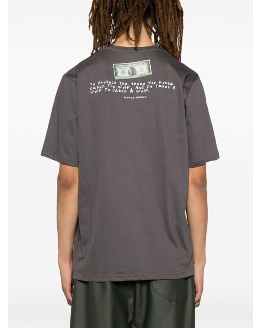 Throwback. Gray Villains-print Cotton T-shirt for men