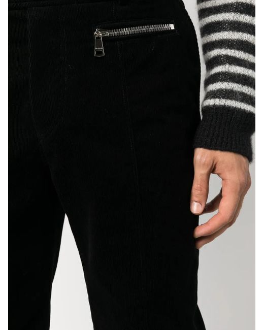 Balmain Black Tapered-Leg Suede Cropped Trousers for men