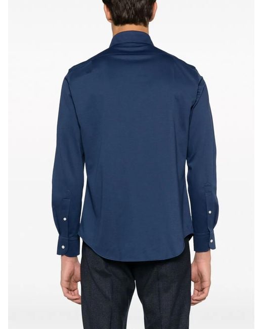 Boggi Blue Long-Sleeve Jersey Shirt for men