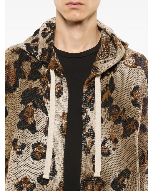 Laneus Multicolor Cardigan Imprimé À Capuche for men
