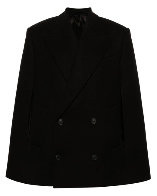 Wardrobe NYC Black Double-breasted Wool Cape