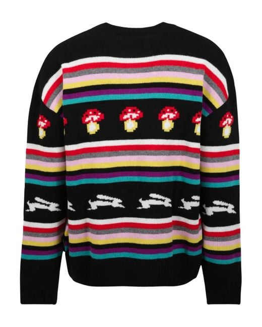 MSGM Blue Jacquard Oversized Sweater for men