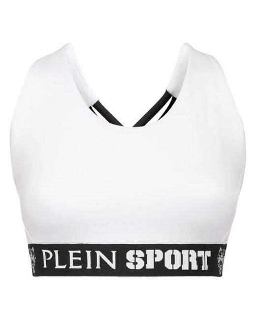 Philipp Plein White Logo-Underband Sports Bra
