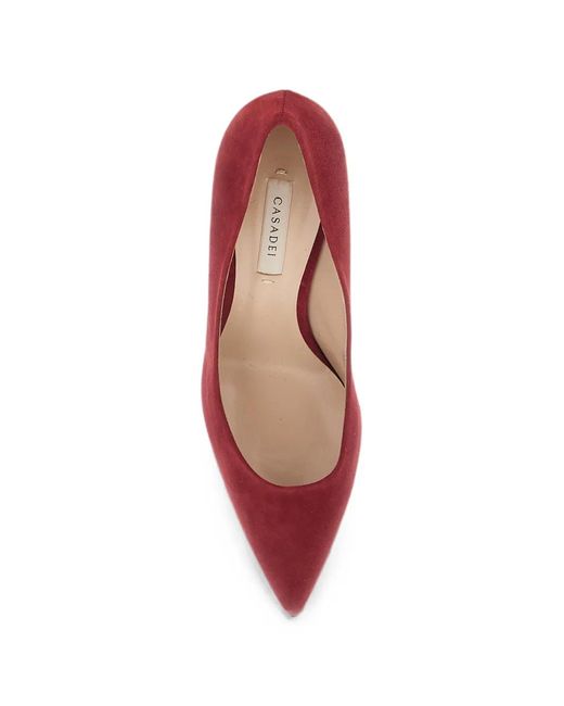 Casadei Red Pointed-Toe Suede Pumps