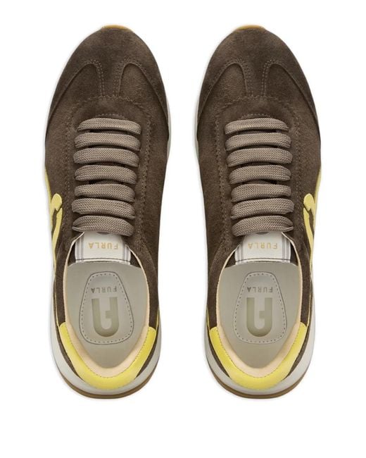Furla Brown Retrò Logo-Detail Lace-Up Sneakers