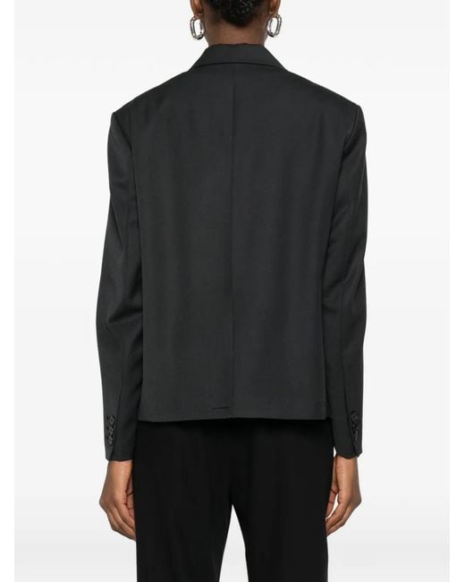 Low Classic Black Notched-Lapel Button-Fastening Blazer