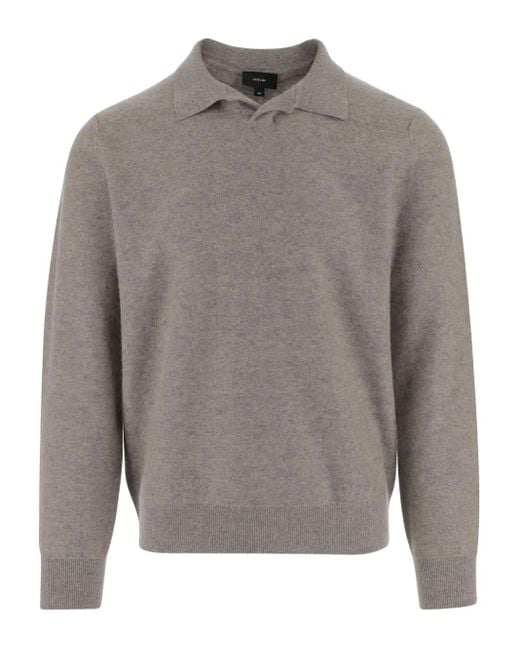 Maglione Con Colletto Polo di Vince in Gray da Uomo
