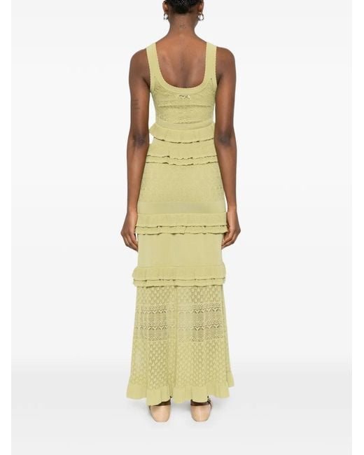 Sandro Metallic Ruffled Knit Maxi Dress