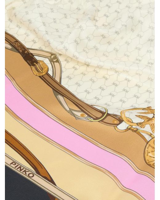 Pinko Natural Love Birds Monogram-Print Scarf