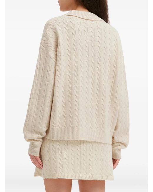 B+ AB White Cable-Knit Buttoned All