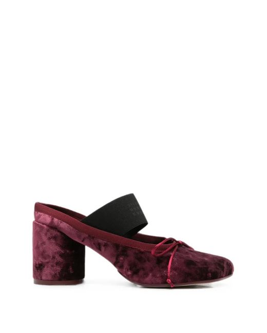 MM6 by Maison Margiela Purple Velvet Elasticated-Strap Pumps