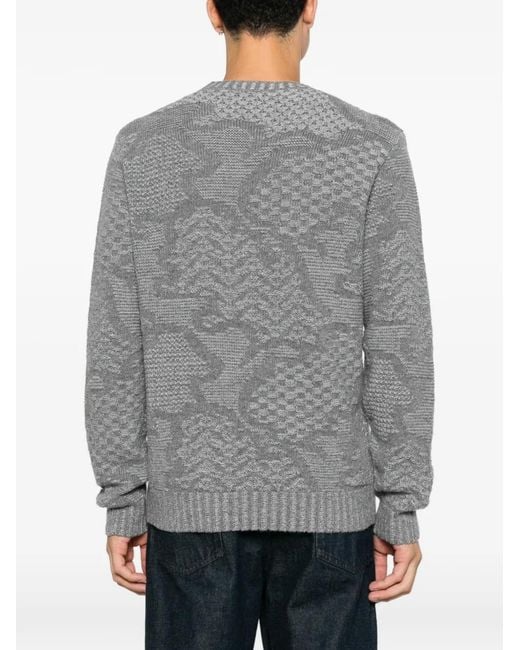 Etro Gray Jacquard-Knit Sweater for men