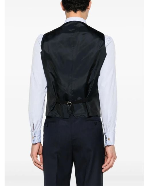 Tagliatore Black Panelled Virgin Wool Waistcoat for men