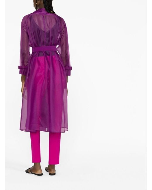 Max Mara Purple Belted Silk Trench Coat