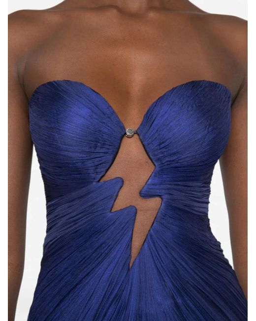 Maria Lucia Hohan Blue Verity Cut-Out Pleated Maxi Dress