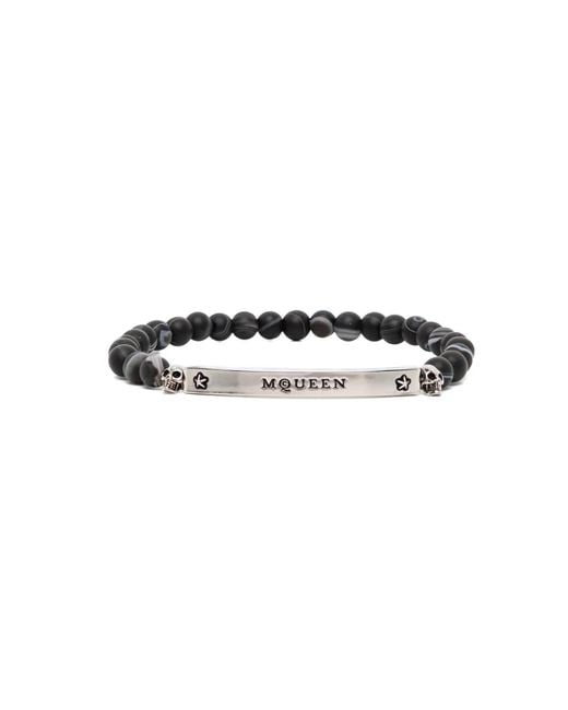 McQueen Black Bracelet À Breloque Logo