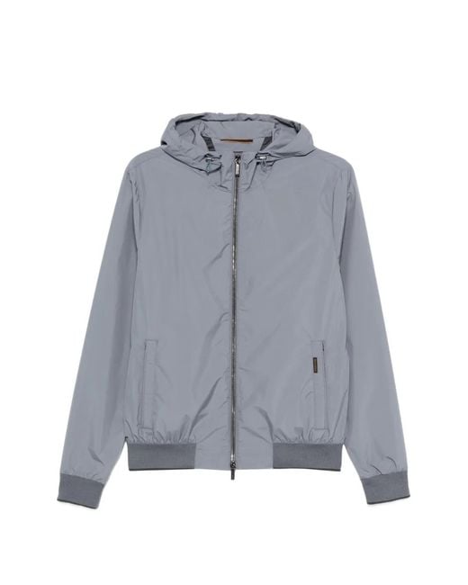 Moorer Gray Zip Fastening Hooded Jacket for men
