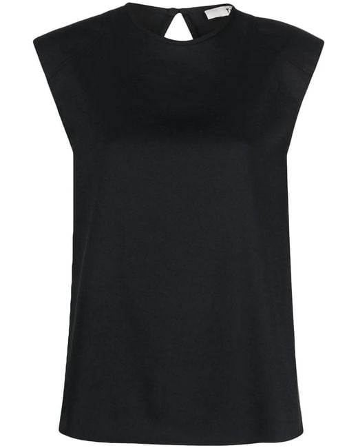 Tibi Black Sleeveless Keyhole-Detail Top
