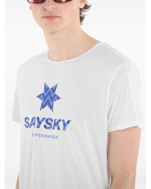 Saysky White Flow Logo-Print T-Shirt for men