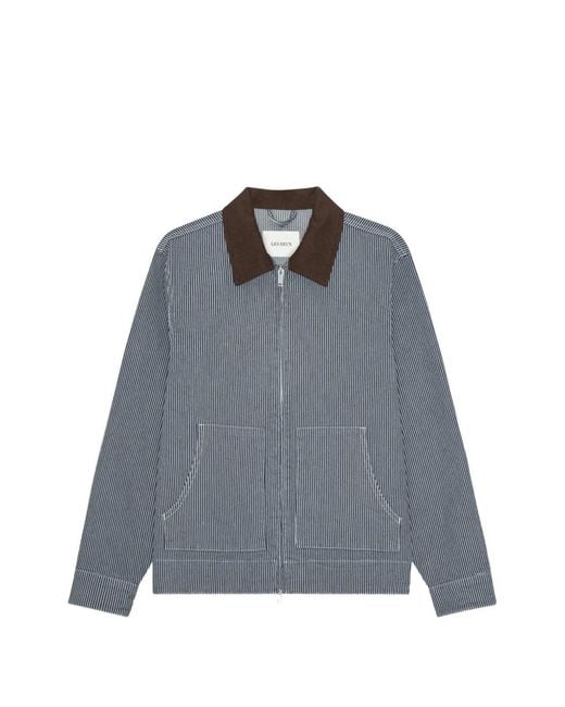 Les Deux Blue Robert Striped Jacket for men